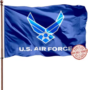 US Air Force Flag Wing 3x5 Double Sided- 3Ply 240D 4 Rows Stitched- 3x5 US Airforce Flag - UV Fade Resistant With Canvas Header & 2 Brass Grommets