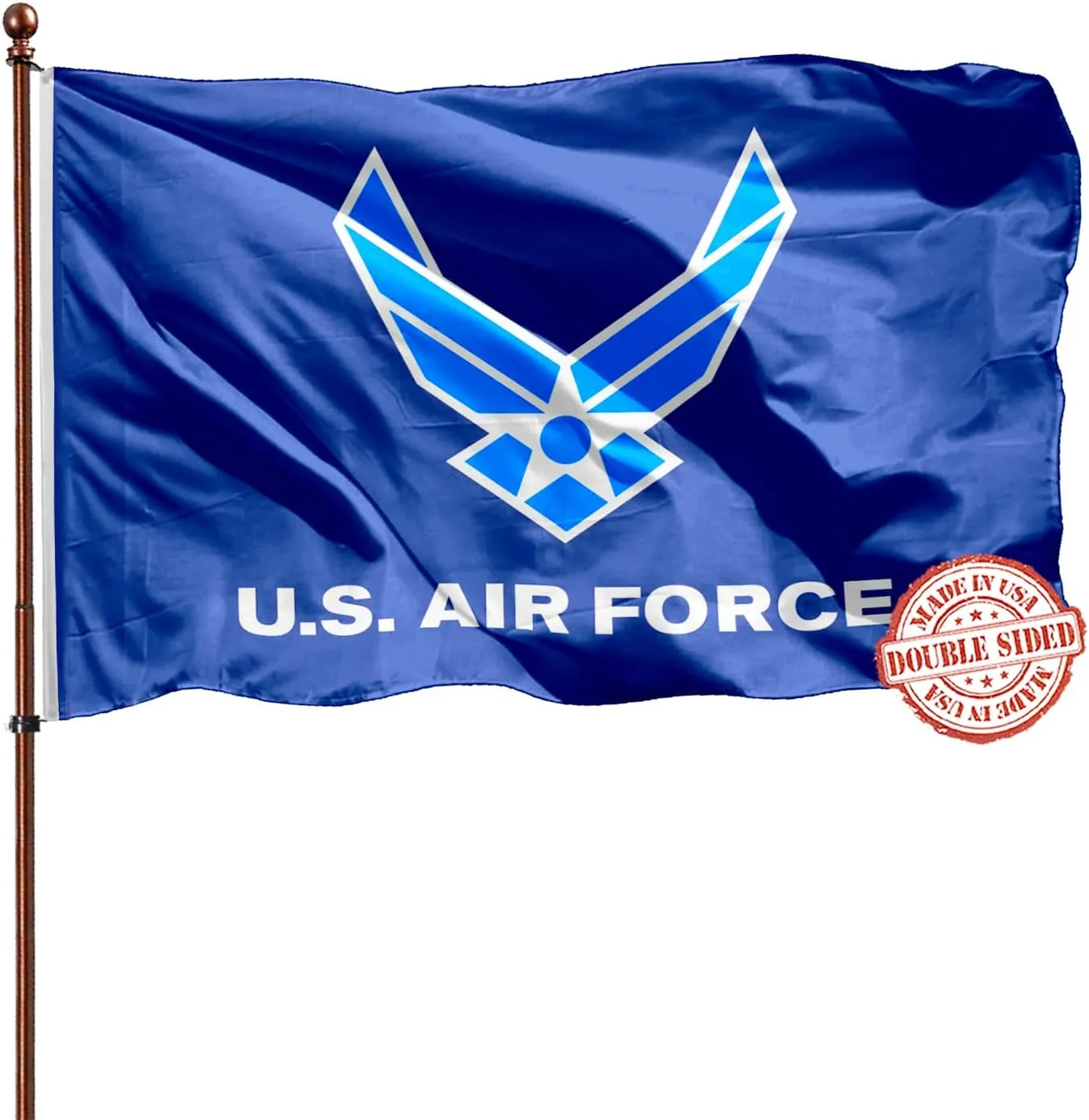 US Air Force Flag Wing 3x5 Double Sided- 3Ply 240D 4 Rows Stitched- 3x5 US Airforce Flag - UV Fade Resistant With Canvas Header & 2 Brass Grommets