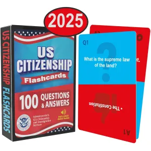 US Citizenship Flash Cards 2025: Compact Naturalization Test Study Guide with 100 USCIS Questions & Answers, New Turn & Flip Method, Lightweight & Portable with Online Audio Cards – January 1, 2018