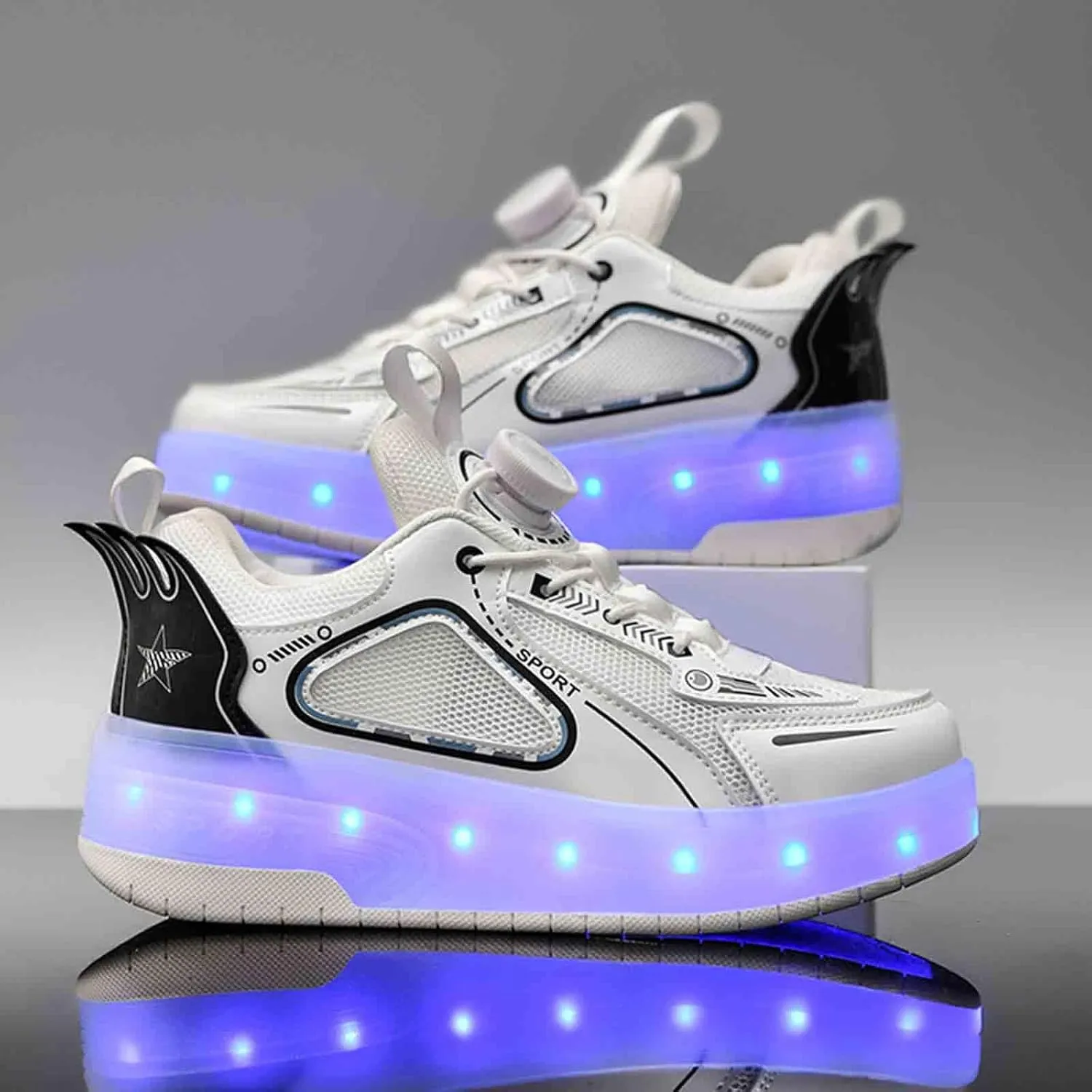 USB LED Light Up Kids Roller Skate Shoes with Wheels, Sneakers for Boys Girls Birthday Thanksgiving Christmas Day