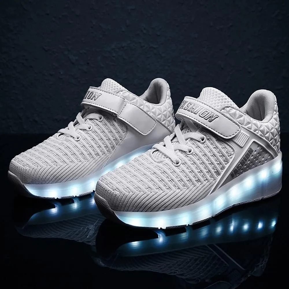 USB Rechargeable Roller Shoes Sneakers for Boys Girls Kids Gift LED Light Up Wheels Shoes Roller Skates