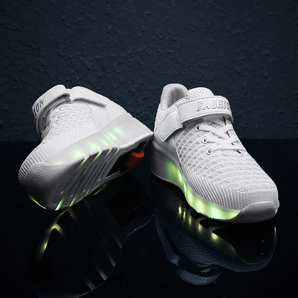 USB Rechargeable Roller Shoes Sneakers for Boys Girls Kids Gift LED Light Up Wheels Shoes Roller Skates