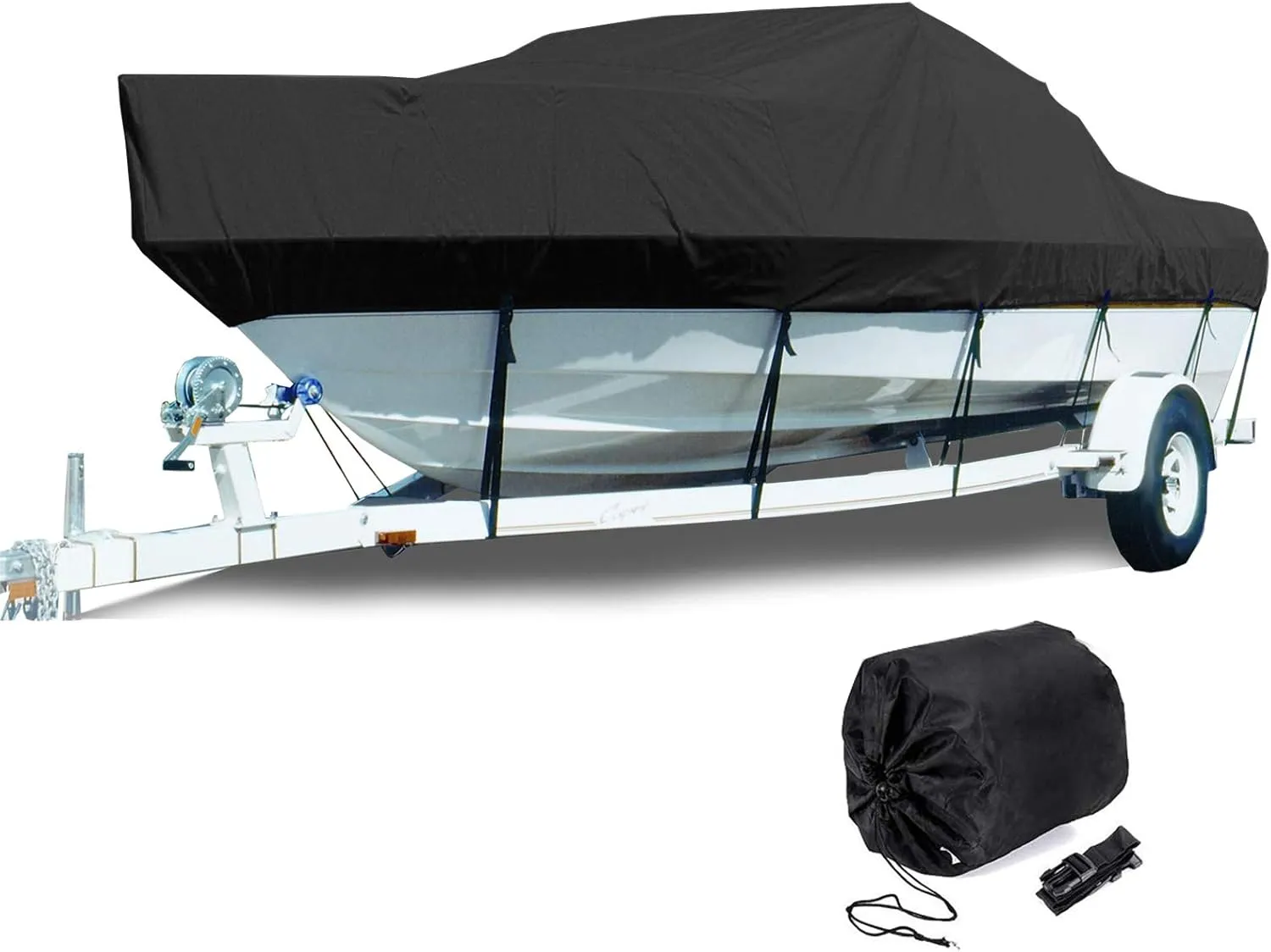 V-Hull Boat Cover Heavy Duty 210D/420D Oxford Cloth Trailerable Boat Cover Waterproof UV Sun Protection,Black 420d,420x270cm