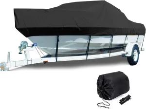V-Hull Boat Cover Heavy Duty 210D/420D Oxford Cloth Trailerable Boat Cover Waterproof UV Sun Protection,Black 420d,420x270cm