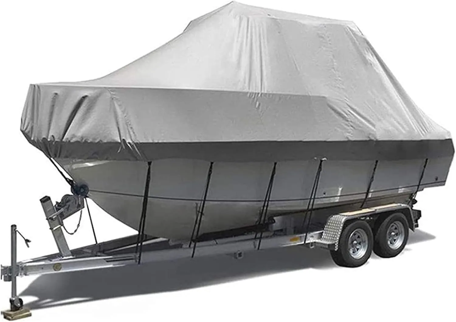 V-Hull Universal Boat Cover,Heavy Duty Oxford 210D Waterproof Trailerable Boat Covers Boat Tarp Wear-Resistant Uv Resistant Pro Boat Cover Console Covers for Boats,Gray,25~27FT