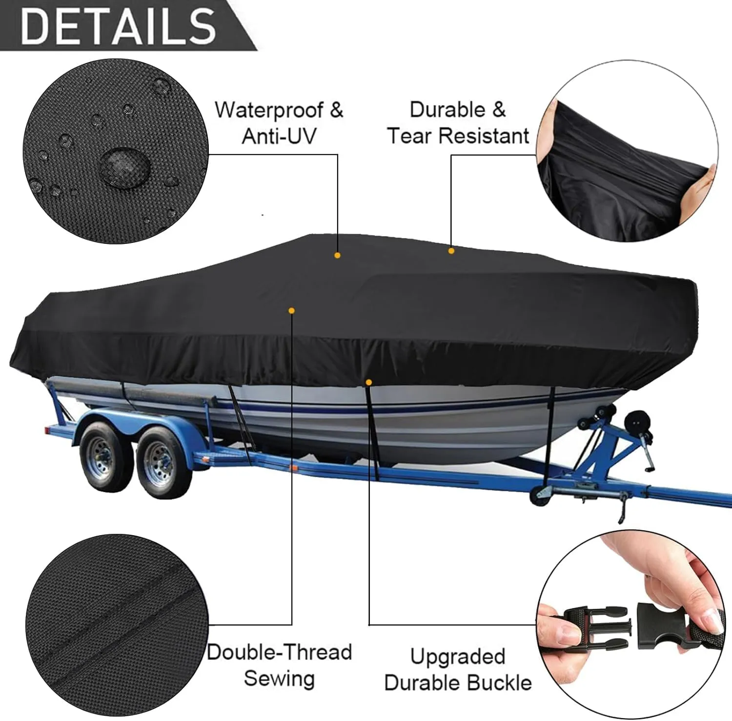 V-Shaped Waterproof Boat Cover Heavy Duty 420D Towboat Cover Waterproof All Weather Outdoor Protection for V-Hull TRI Hull Bass Boats Hull Protectors(12-14FT-V)