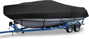 V-Shaped Waterproof Boat Cover Heavy Duty 420D Towboat Cover Waterproof All Weather Outdoor Protection for V-Hull TRI Hull Bass Boats Hull Protectors(12-14FT-V)