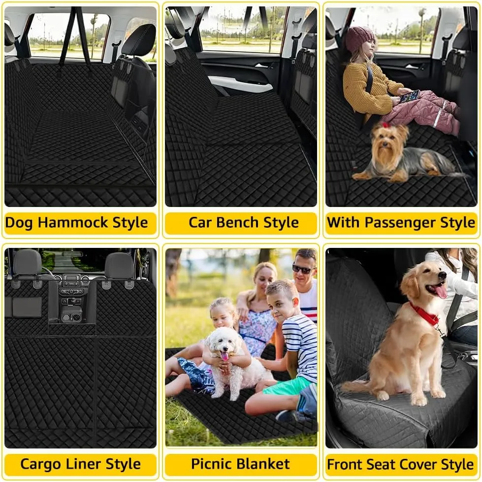 Vailge 6 in 1 Car Seat Cover for Back Seat, 60/40 Split, 100% Waterproof with Mesh Window, Scratch Prevent Anti-slip Dog Hammock, Large