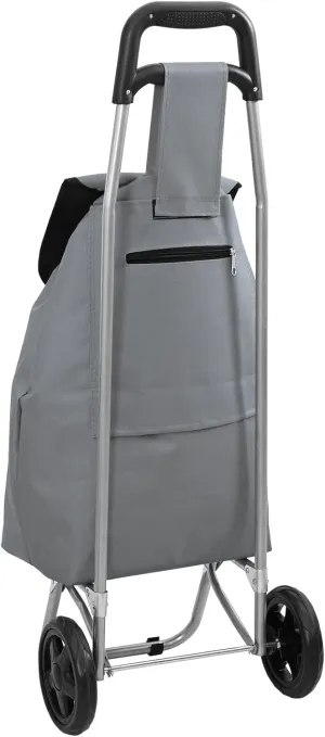vidaXL Compact Grey Shopping Trolley with Waterproof Bag | Foldable Grocery Cart Lightweight Eva Wheels Ideal for Outdoor and Indoor Use Transport Durable Accessory