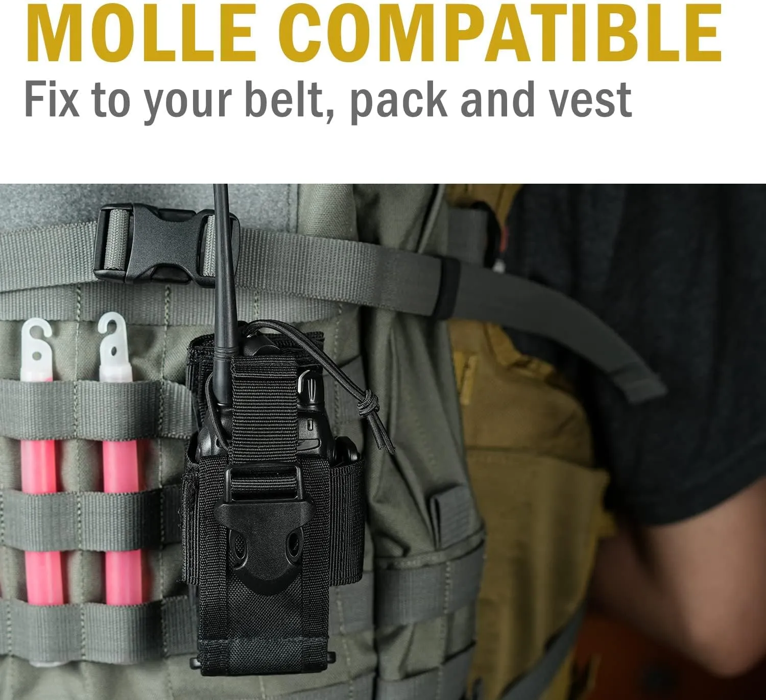VIPERADE MOLLE Radio Pouch - Universal Walkie Talkie Holster for Duty Belt & Vest, Tactical Radio Holder for Baofeng, Motorola
