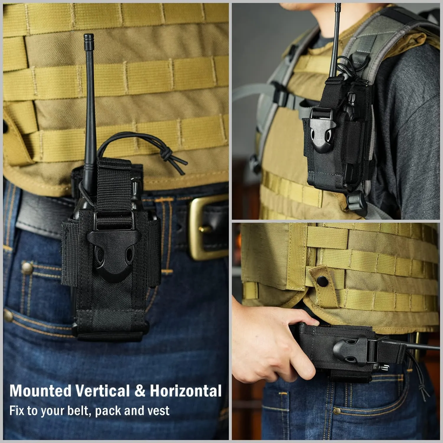 VIPERADE MOLLE Radio Pouch - Universal Walkie Talkie Holster for Duty Belt & Vest, Tactical Radio Holder for Baofeng, Motorola