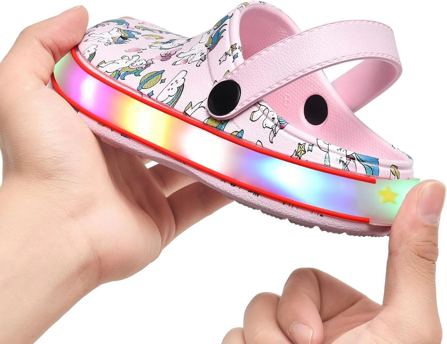 VIYEAR Toddler Light Up Sandals - Boy's & Girl's Garden & Beach Clogs - Indoor & Outdoor Slipper