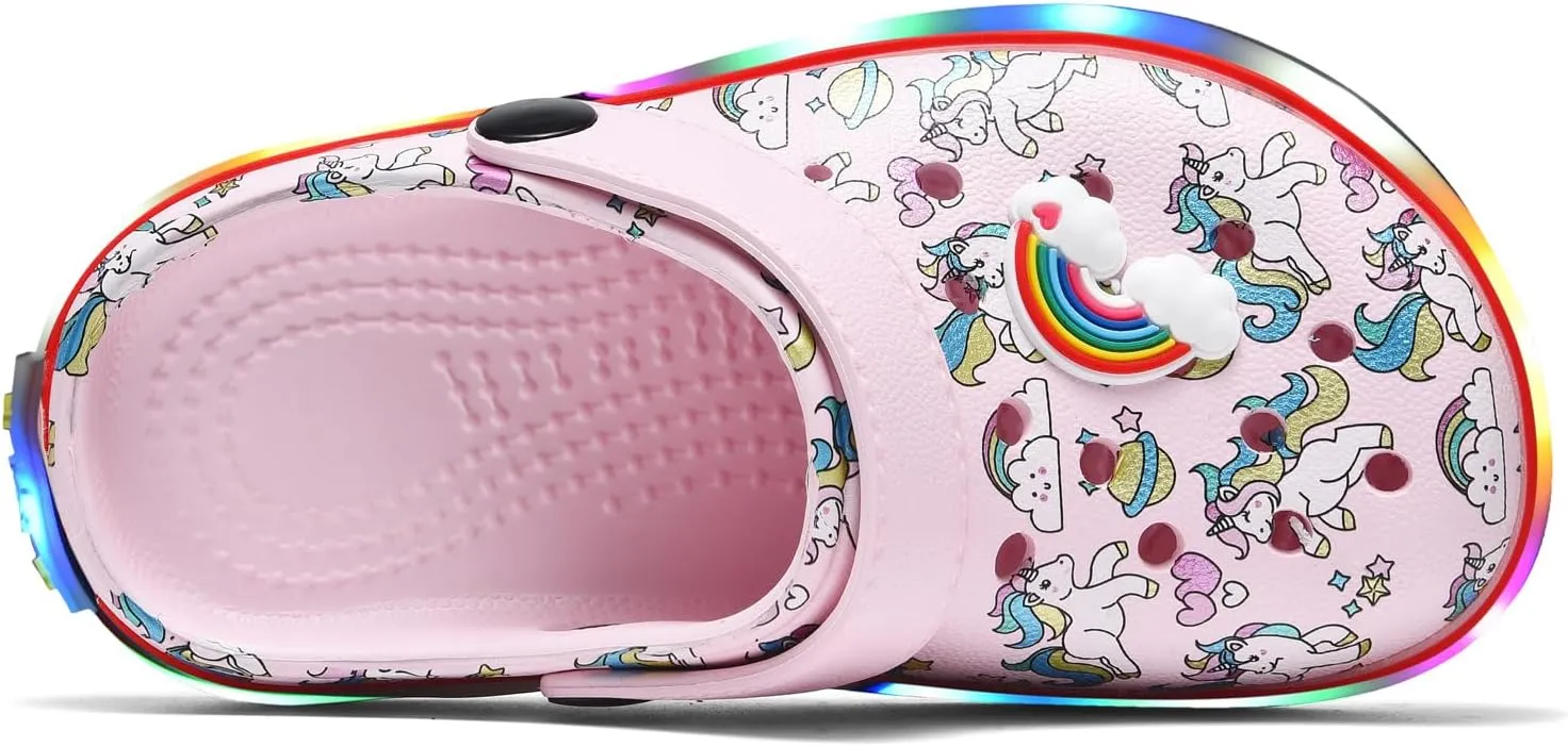 VIYEAR Toddler Light Up Sandals - Boy's & Girl's Garden & Beach Clogs - Indoor & Outdoor Slipper