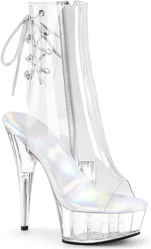 Vujkliy Women's 5.9IN See-Through Sandals Stiletto Platform Lace Up Open Toe Slingback High Heels Fashion Catwalk Women's Boots