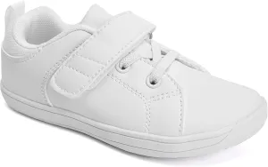 WateLves Toddler Little Kid Wide Barefoot The First Walking Shoes Girls Boys Leather Uniform Dress Shoes Lightweight Splay Naturally Minimalist Sneakers (White, 31)