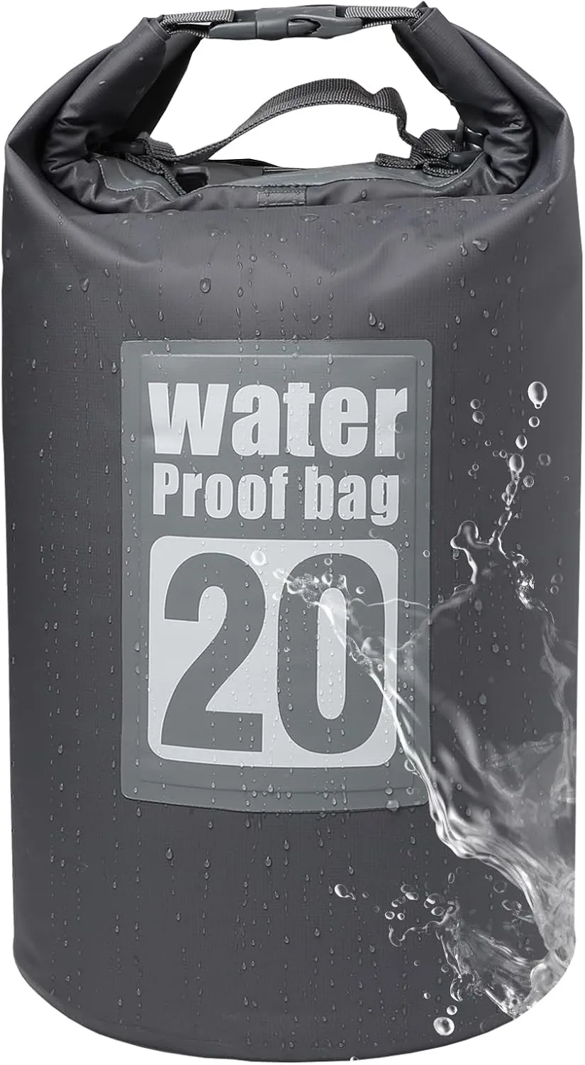 Waterproof Dry Bag, 10L/20L Roll Top Dry Bag Backpack, 500D PVC IPX8 Waterproof Bag for Hiking, Kayaking, Camping