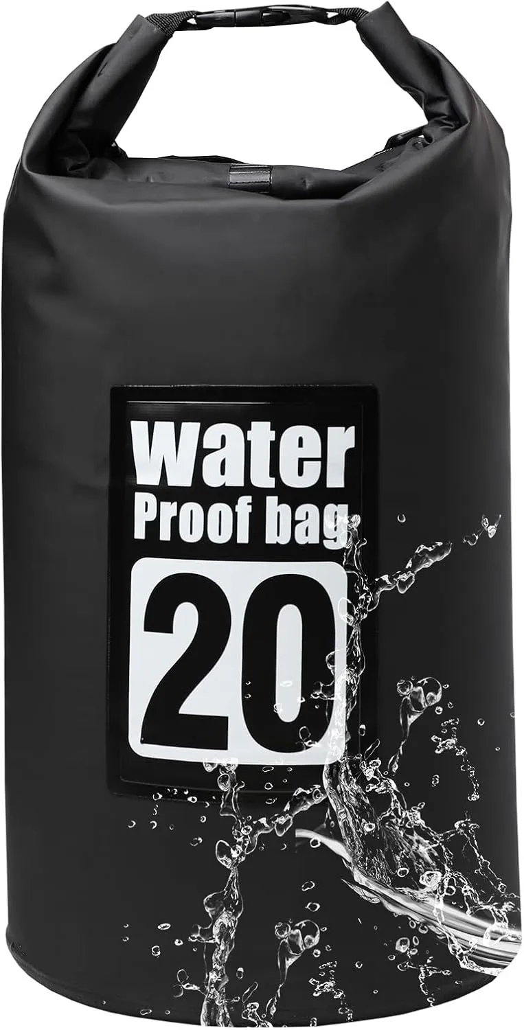 Waterproof Dry Bag, 10L/20L Roll Top Dry Bag Backpack, 500D PVC IPX8 Waterproof Bag for Hiking, Kayaking, Camping
