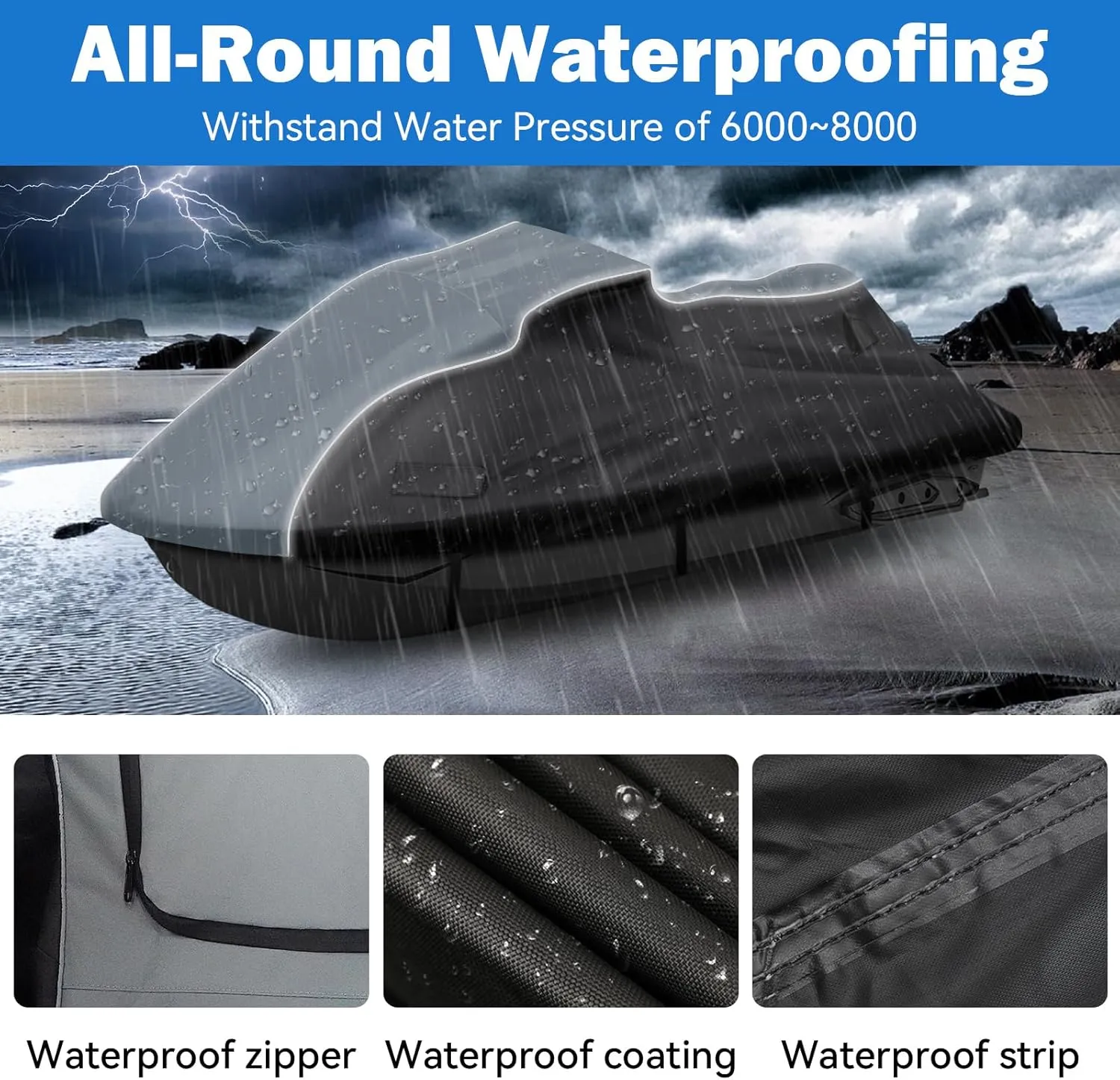Waterproof Jet Ski Cover for Sea-doo 2010-2017 GTX、GTX LTD、RXT、RXT X(FIX), 600D Heavy Duty Oxford Jetski Covers, Trailerable Jetski Cover
