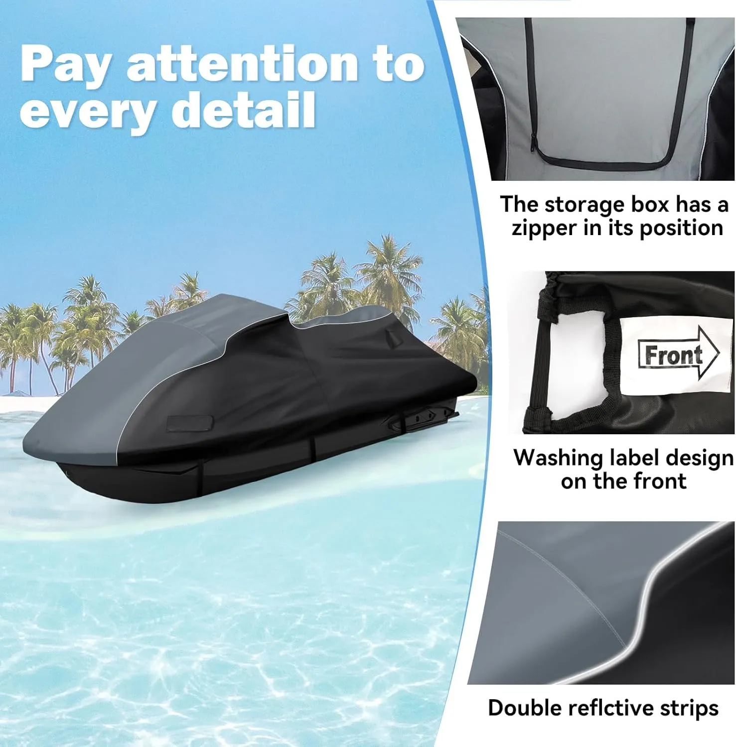 Waterproof Jet Ski Cover for Sea-doo 2010-2017 GTX、GTX LTD、RXT、RXT X(FIX), 600D Heavy Duty Oxford Jetski Covers, Trailerable Jetski Cover