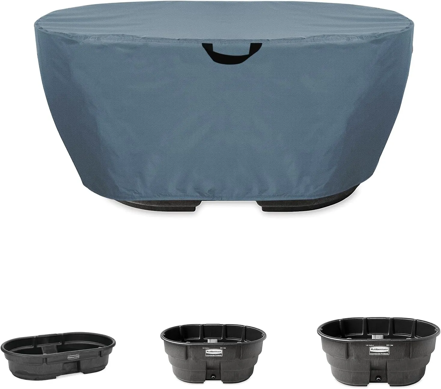 Waterproof Stock Tank Cover，Keep Your Stock Tank and Pool Clean, Keep Leaves and Debris out, Tear-Resistant and UV Resistant for Dustproof Weather Resistant (for 150 Gallon Oval Tank)