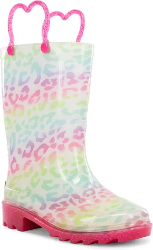 Western Chief Kids Waterproof Light Up Rain Boots With Handles for Easy On and Off for Boys and Girls