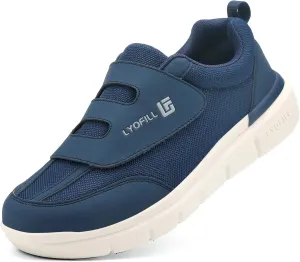 Wide Toe Box Walking Shoes Men Lace-Free Adjustable Extra Wide Width Sneaker Slip on Loafers Diabetic Shoes with Arch Support for Swollen Feet Pain Relief