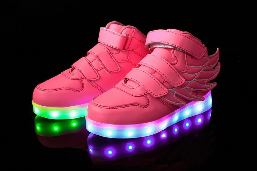 Wings Children's 7 Colors LED Shoes Flashing Rechargeable Sneakers Dance Shoes for Kids Toddler
