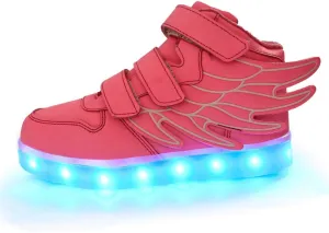 Wings Children's 7 Colors LED Shoes Flashing Rechargeable Sneakers Dance Shoes for Kids Toddler