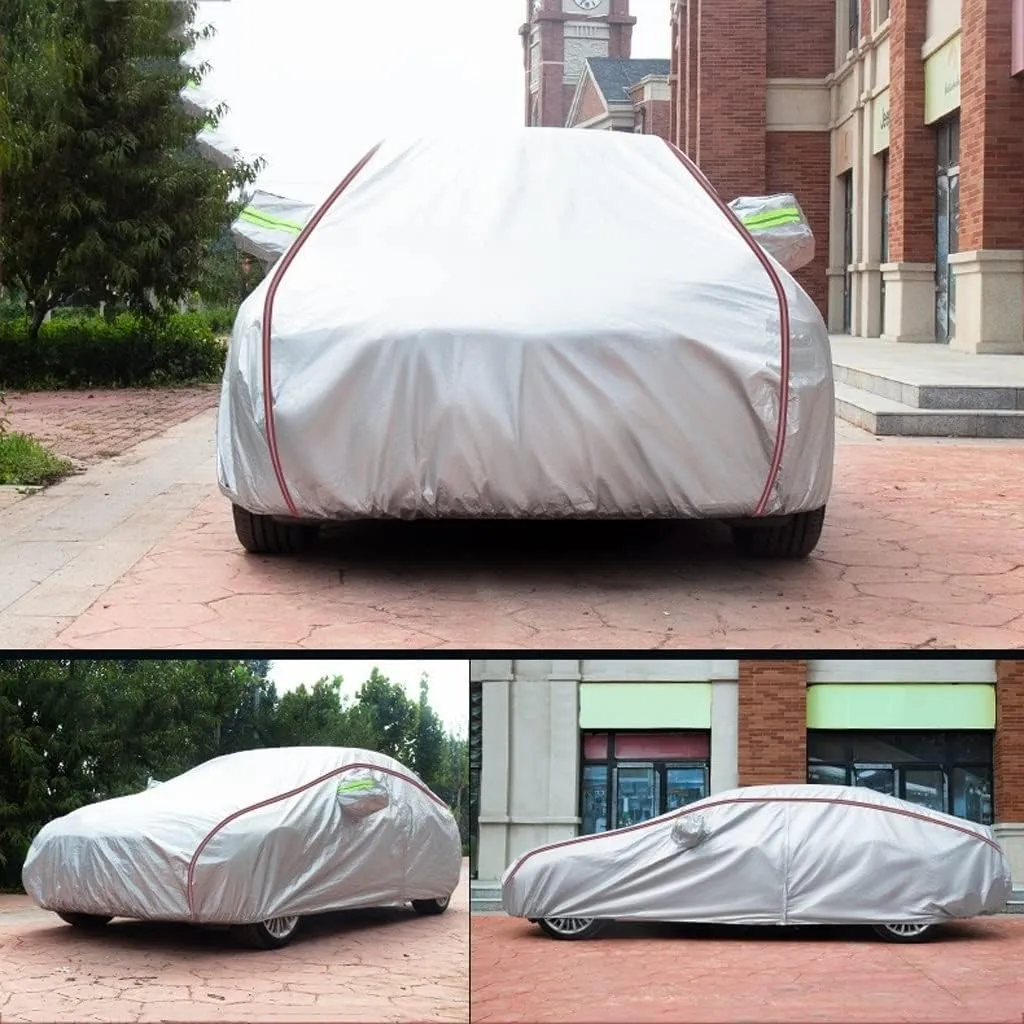 WOLWES Car Cover are Suitable for Alpina B4 All-Weather Windproof, Snowproof, Rainproof, UV-Protected and Breathable All-Season Universal with Side Door Zip Oxford Cloth Car Cover (Color : White)