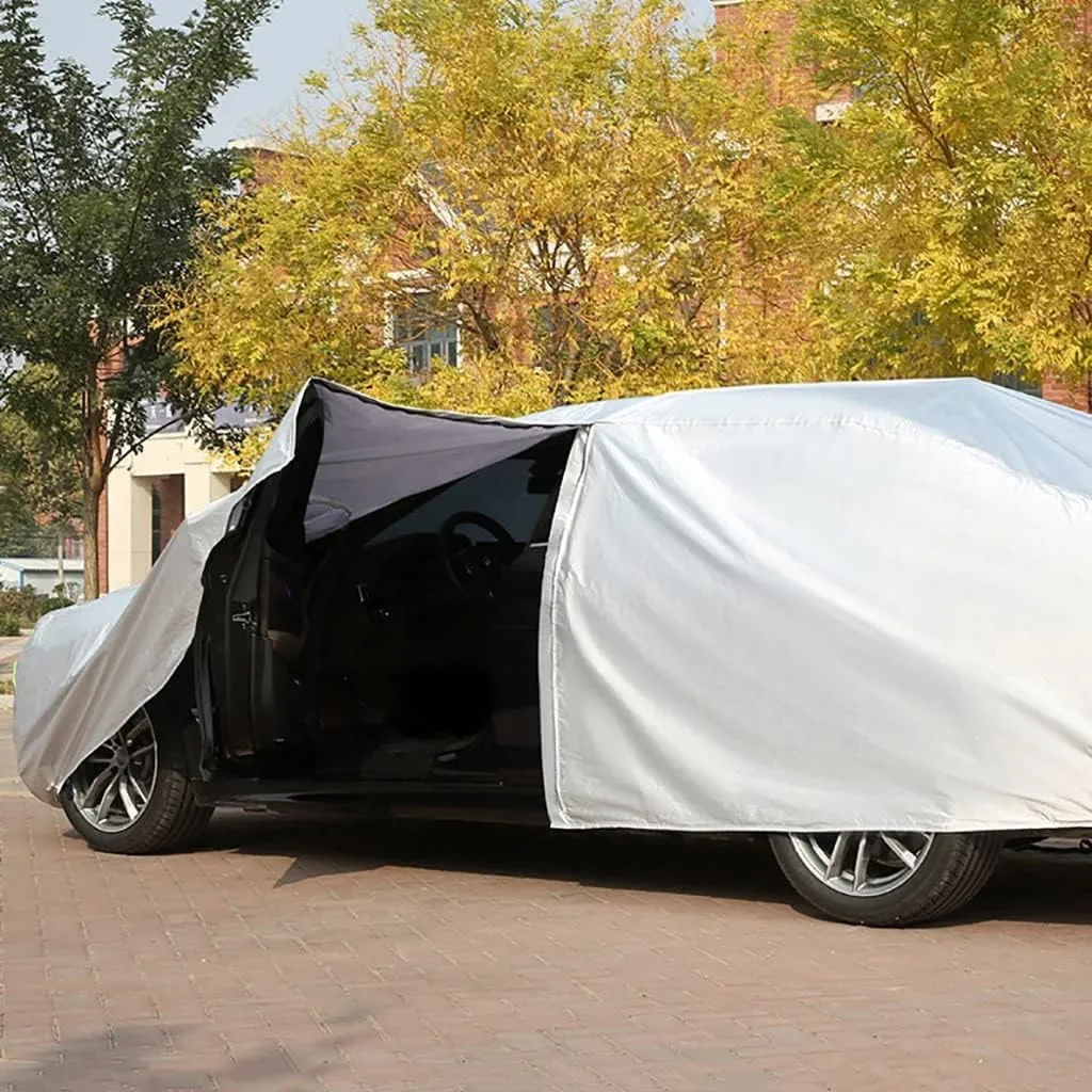 WOLWES Car Cover are Suitable for BMW X7 M60i xDrive All-Weather Windproof, Snowproof, Rainproof, UV-Protected and Breathable All-Season Universal with Side Door Zip Oxford Cloth Car Cover (Color : W
