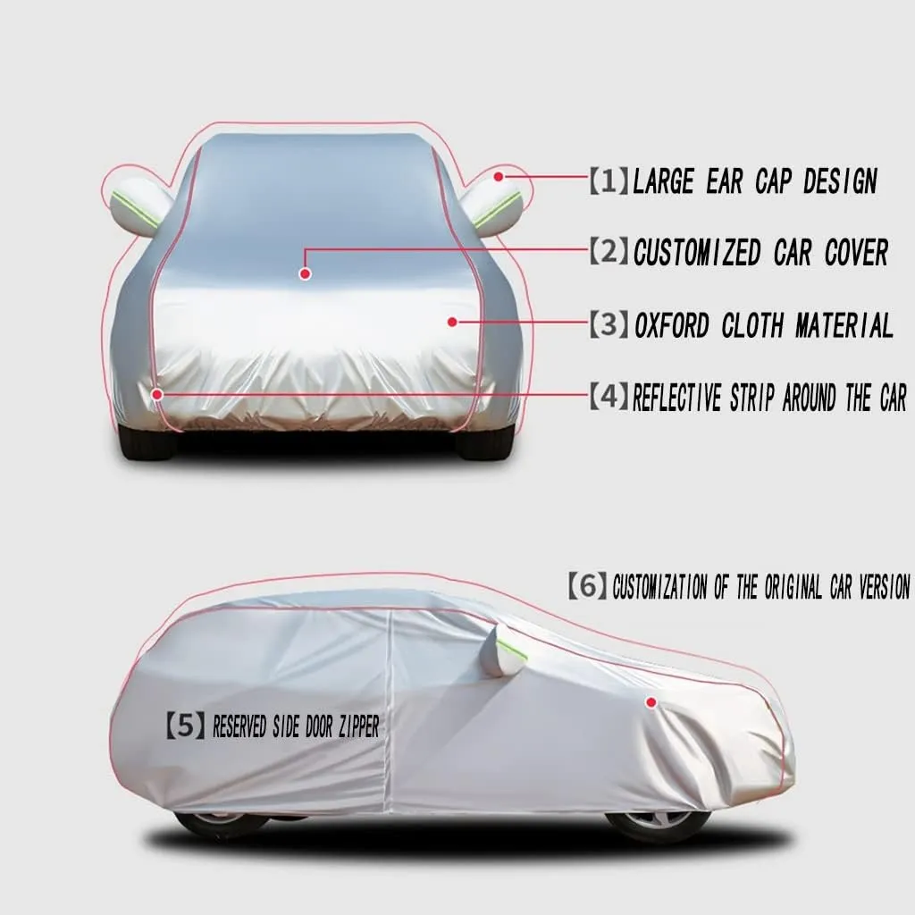 WOLWES Car Cover are Suitable for BMW X7 M60i xDrive All-Weather Windproof, Snowproof, Rainproof, UV-Protected and Breathable All-Season Universal with Side Door Zip Oxford Cloth Car Cover (Color : W