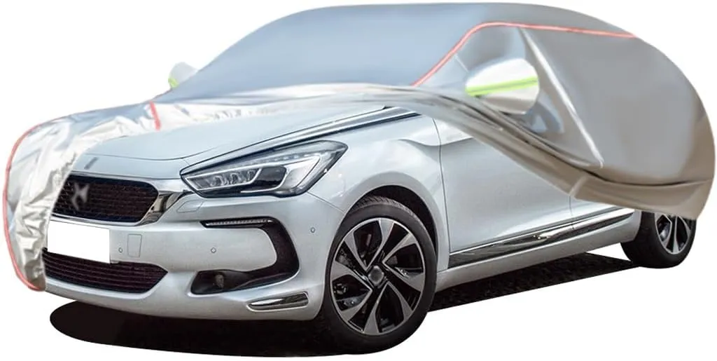 WOLWES Car Cover are Suitable for Citroen DS 5 All-Weather Windproof, Snowproof, Rainproof, UV-Protected and Breathable All-Season Universal with Side Door Zip Oxford Cloth Car Cover (Color : White)