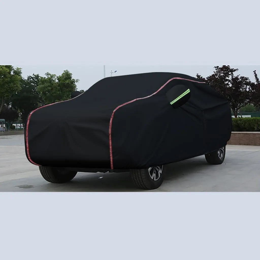 WOLWES Car Cover are Suitable for Nissan NP300 All-Weather Windproof, Snowproof, Rainproof, UV-Protected and Breathable All-Season Universal with Side Door Zip Oxford Cloth Car Cover (Color : Black)