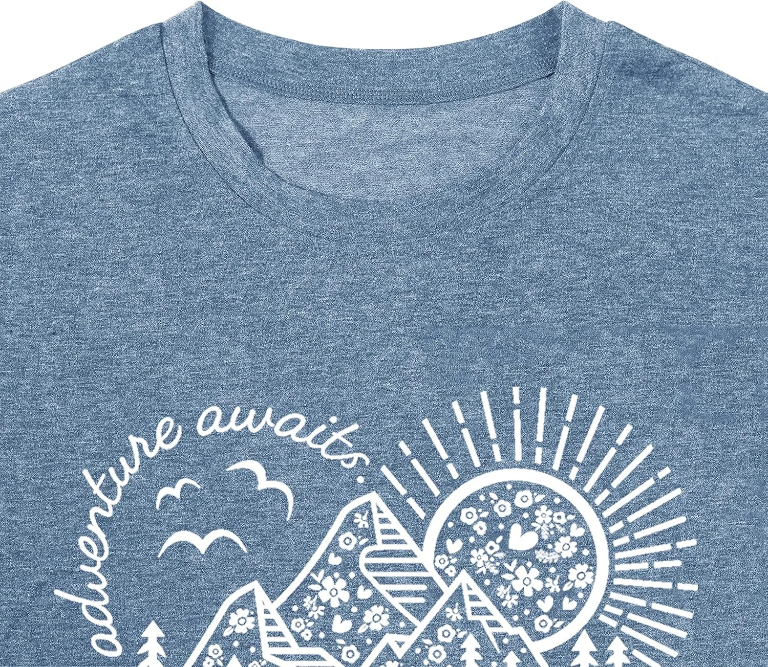 Women Adventure Awaits Outdoor Graphic Tee Shirt Kindness Heart Printed Hike Mountain Nature Travel Shirt Workout Tops