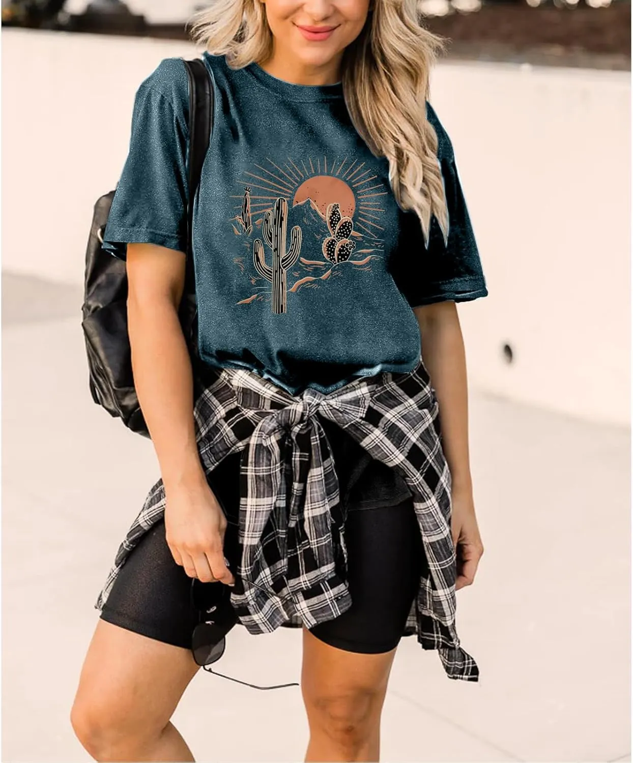Women Adventure Shirts Retro Desert Sunrise T-Shirt Funny Hike Mountain Nature Travel Graphic Workout Tees Tops