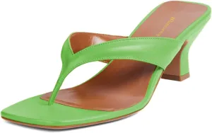 Women Stylish Comfy Low Heel Slip on Flip Flops Open Split Toe Slide Sandals Summer Holiday Seaside Travel Casual Mules Size 4-16 US