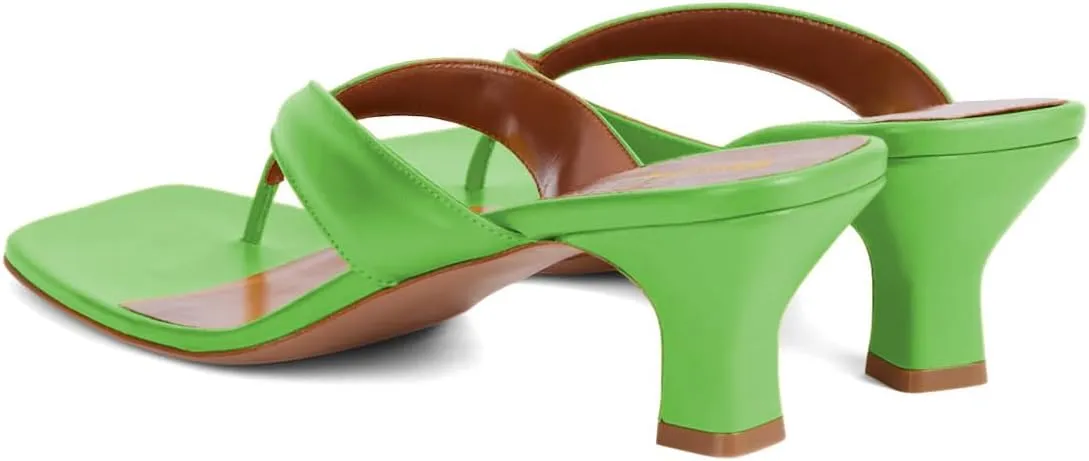 Women Stylish Comfy Low Heel Slip on Flip Flops Open Split Toe Slide Sandals Summer Holiday Seaside Travel Casual Mules Size 4-16 US