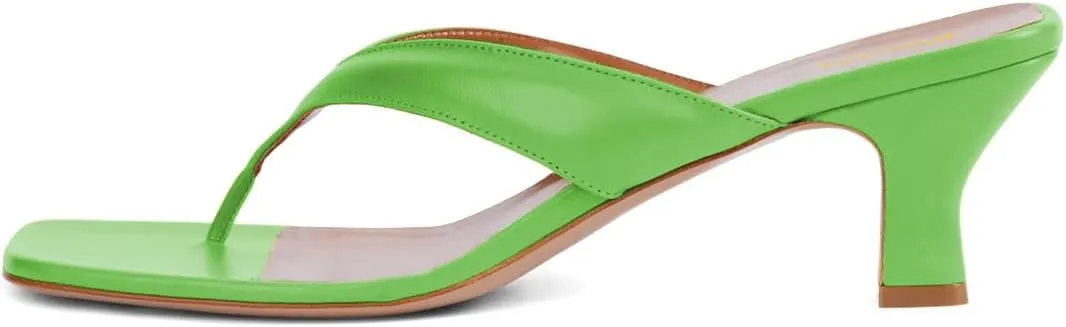 Women Stylish Comfy Low Heel Slip on Flip Flops Open Split Toe Slide Sandals Summer Holiday Seaside Travel Casual Mules Size 4-16 US