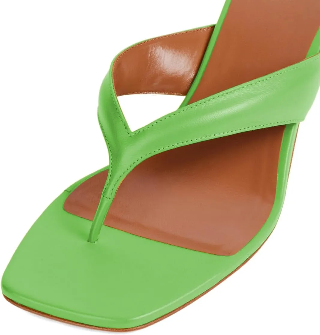 Women Stylish Comfy Low Heel Slip on Flip Flops Open Split Toe Slide Sandals Summer Holiday Seaside Travel Casual Mules Size 4-16 US