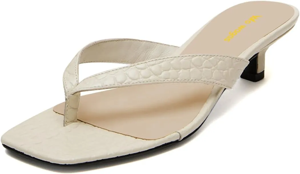 Women Stylish Open Square Toe Flip Flops Slip On Kitten Low Heeled Sandals Crocodile Print Party Dress Indoor Shoes Size 4-16 US