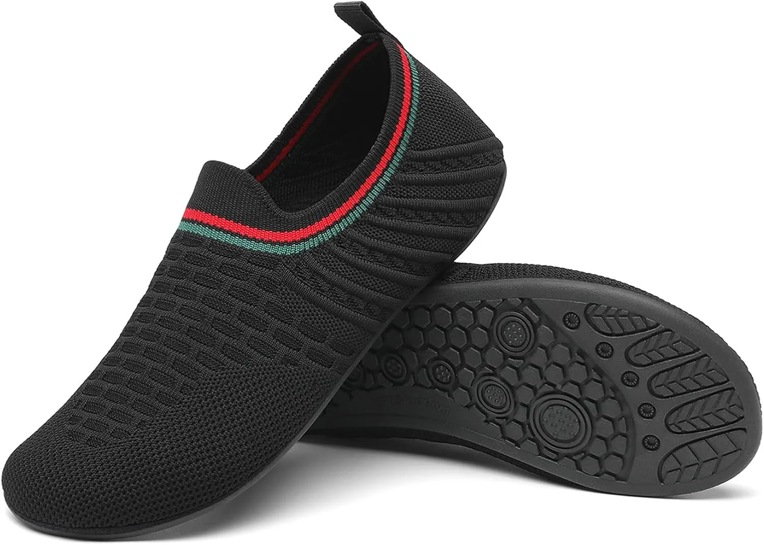 Women's and Men's Knitted Barefoot Flat Water Shoes Breathable Mesh Comfortable Lightweight Non-Slip Quick-Dry Aqua Socks Shoes for Beach Swim Yoga Exercise Sports