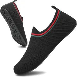 Women's and Men's Knitted Barefoot Flat Water Shoes Breathable Mesh Comfortable Lightweight Non-Slip Quick-Dry Aqua Socks Shoes for Beach Swim Yoga Exercise Sports