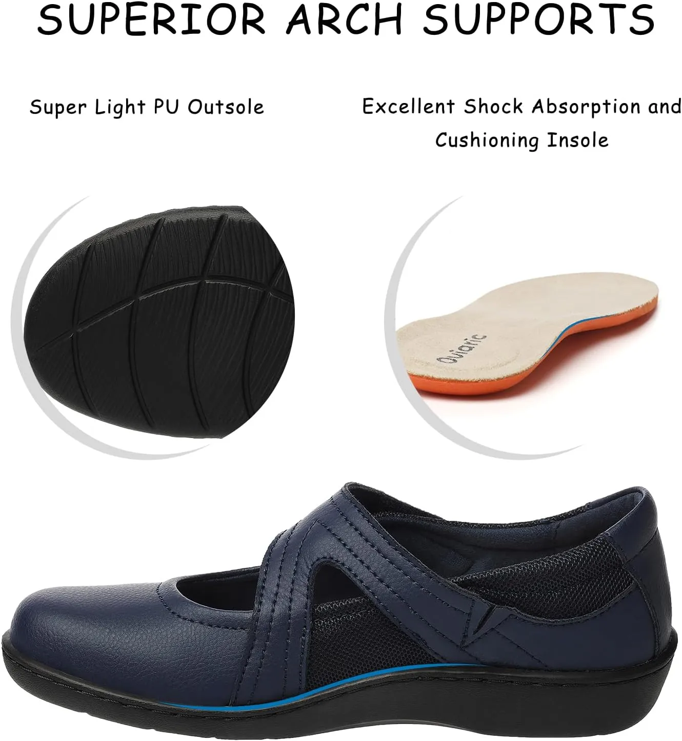 Women's Classic Comfort Mary Jane Flats Fashion Casual Dress Shoes Cute Closed Toe Slip On Lightweight Breathable Walking Shoes