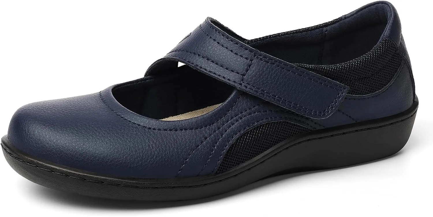 Women's Classic Comfort Mary Jane Flats Fashion Casual Dress Shoes Cute Closed Toe Slip On Lightweight Breathable Walking Shoes