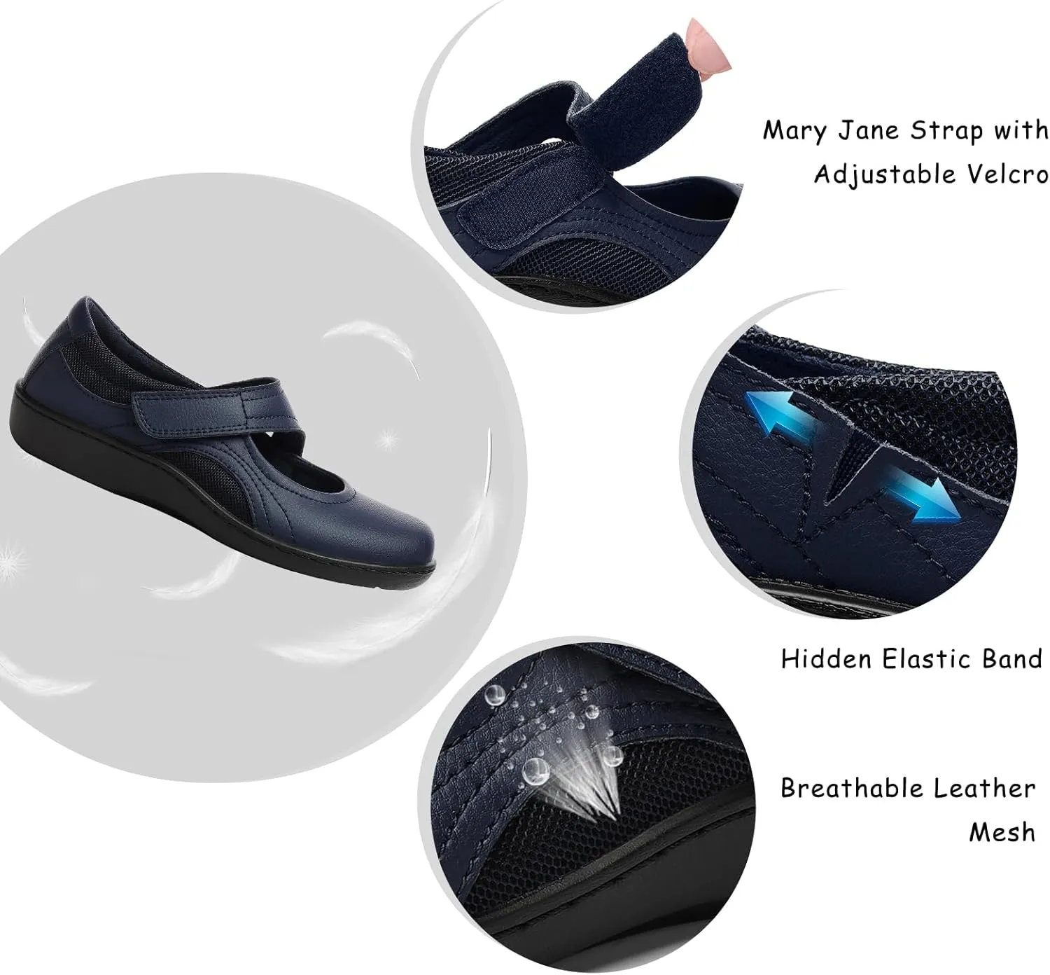 Women's Classic Comfort Mary Jane Flats Fashion Casual Dress Shoes Cute Closed Toe Slip On Lightweight Breathable Walking Shoes