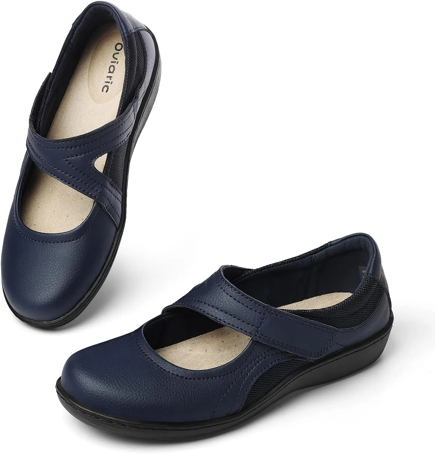 Women's Classic Comfort Mary Jane Flats Fashion Casual Dress Shoes Cute Closed Toe Slip On Lightweight Breathable Walking Shoes