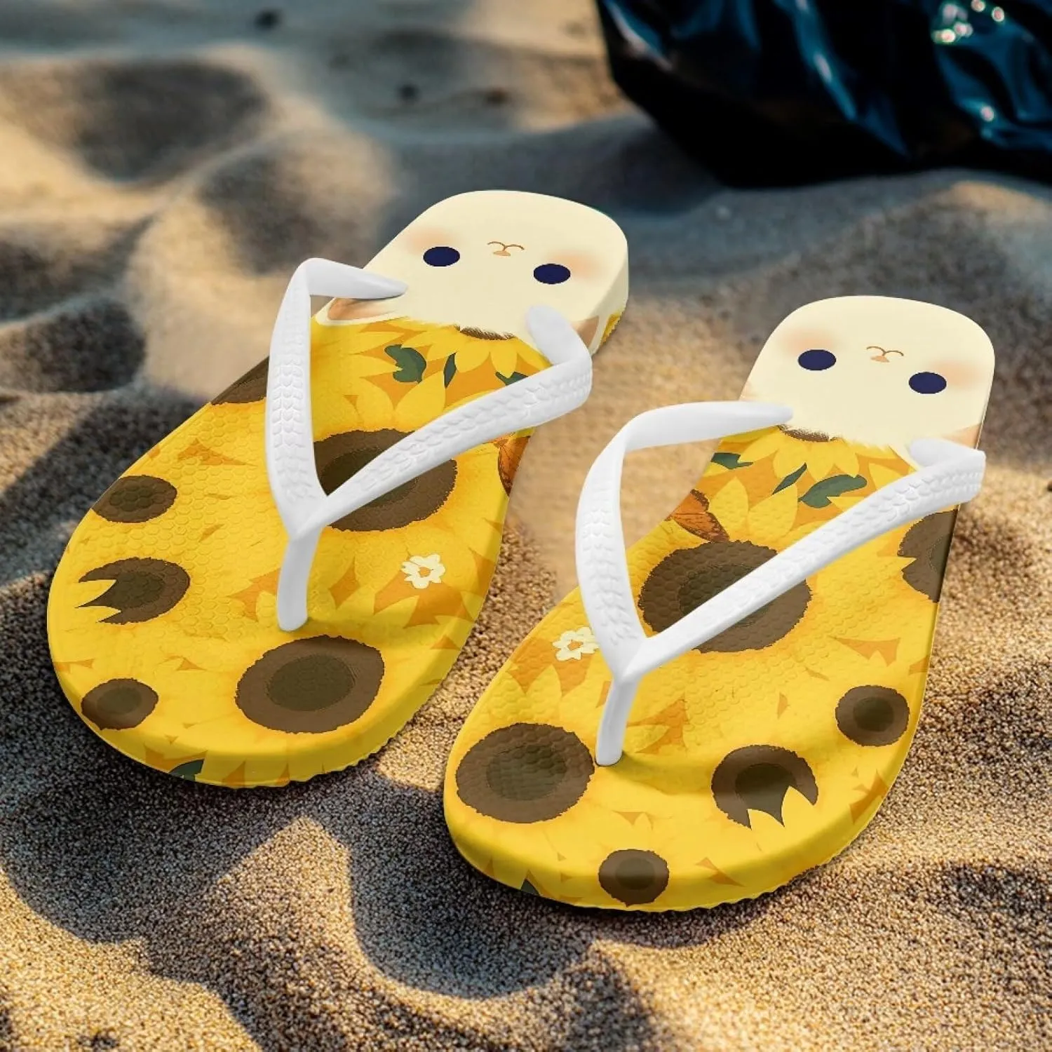 Women's Flip Flops Soft Lightweight Beach Party Slide Sandals Women Anti Slip Casual Slippers for Living Room Size 5.5-9.5 White Sole
