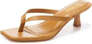 Women's Kitten Heels Sandals Square Open Toe Flip Flop Heels 1.8-2 Inch Heeled Sandals for Women