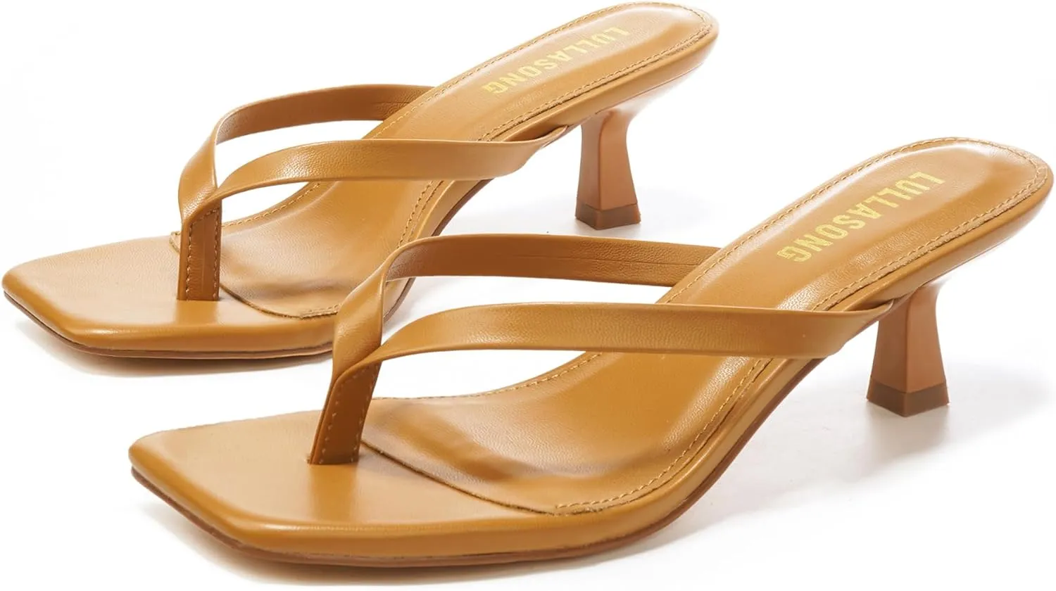 Women's Kitten Heels Sandals Square Open Toe Flip Flop Heels 1.8-2 Inch Heeled Sandals for Women