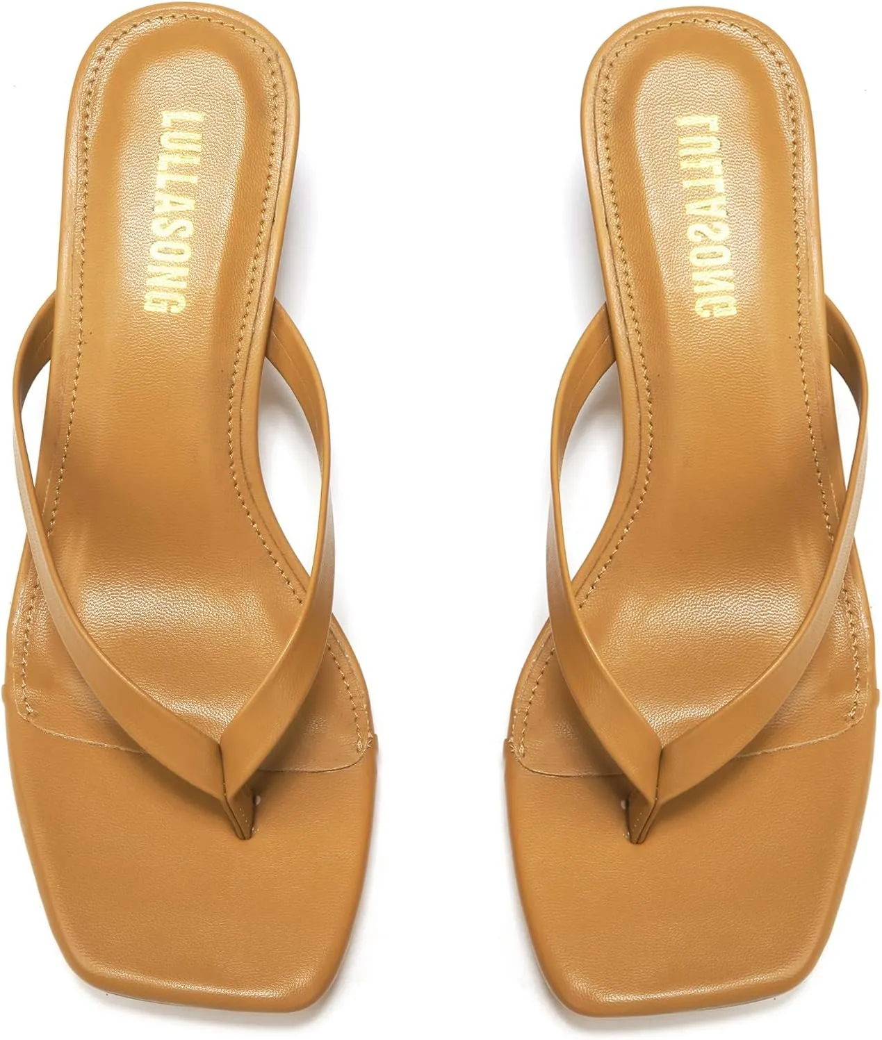 Women's Kitten Heels Sandals Square Open Toe Flip Flop Heels 1.8-2 Inch Heeled Sandals for Women